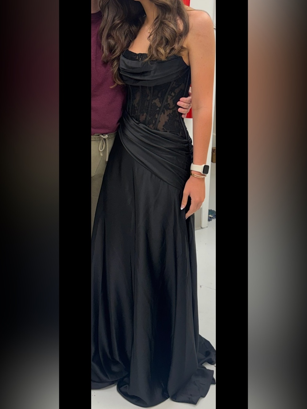 Gianni Bini Black Lace Corset Prom Gown